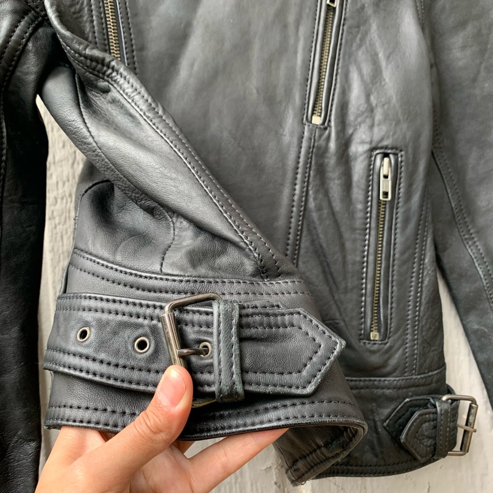 Ben Sherman genuine leather jacket, double zip closure - Picture 8 of 16